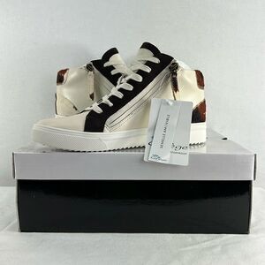 Aqua College Guliette Lace-Up Zip Sneakers- Cow Print Leather- Size 8 - NIB